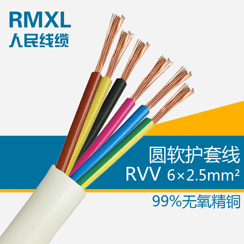 人民电线电缆RVV6*2.5平方电源线国标铜芯